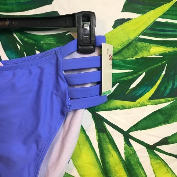 NWT $52 SO Juniors Medium Purple Orange Green Colorful Bikini Swimwear Set - Picture 8 of 9